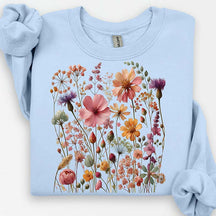 Vintage Pressed Flowers Pink Wildflowers Sweatshirt