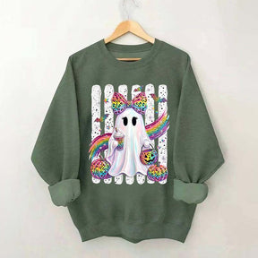 Preppy Ghost Coquette Leopard Girly Sweatshirt