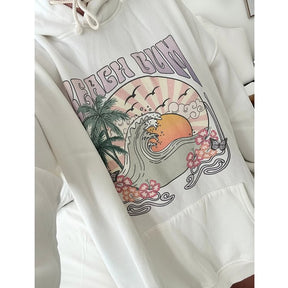 Oversized Girls Casual Beach Coconut Hoodie