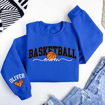 Personalized Basketball Mom Kids Name On Sleeve Sweatshirt