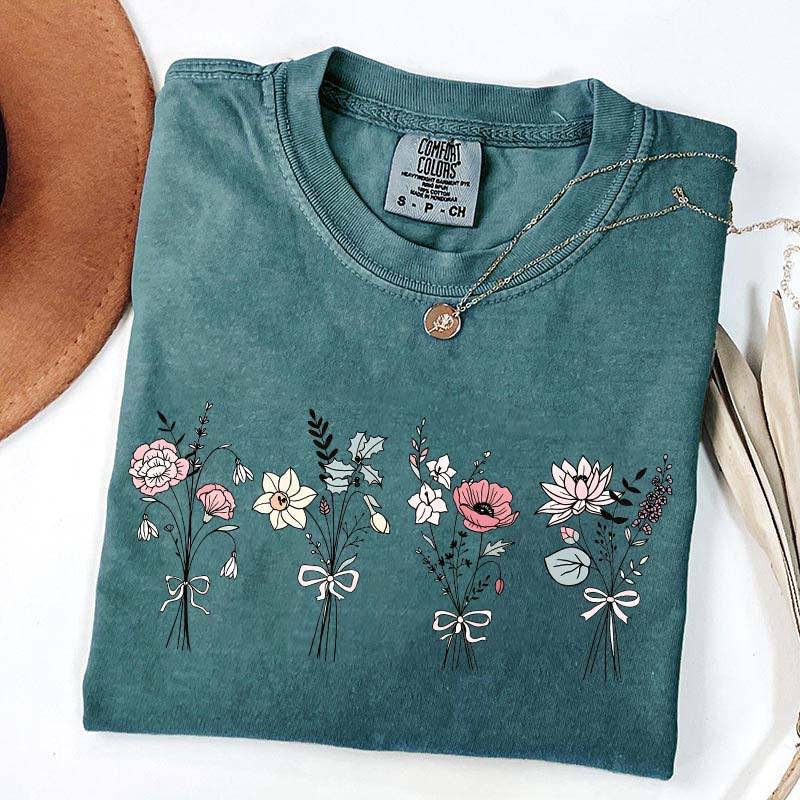 Floral Coquette Bow Ladies T-Shirt