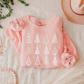 Comfort Color Christmas Trees Holiday Sweatshirt