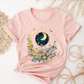 Celestial Boho Moon Floral T-Shirt