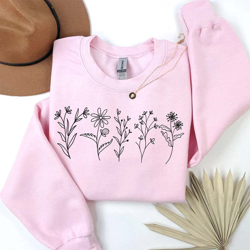 Floral Line Art Mom Sweatshirt