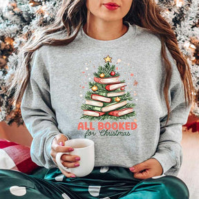 All Booked For Christmas Book Tree Sweatshirt