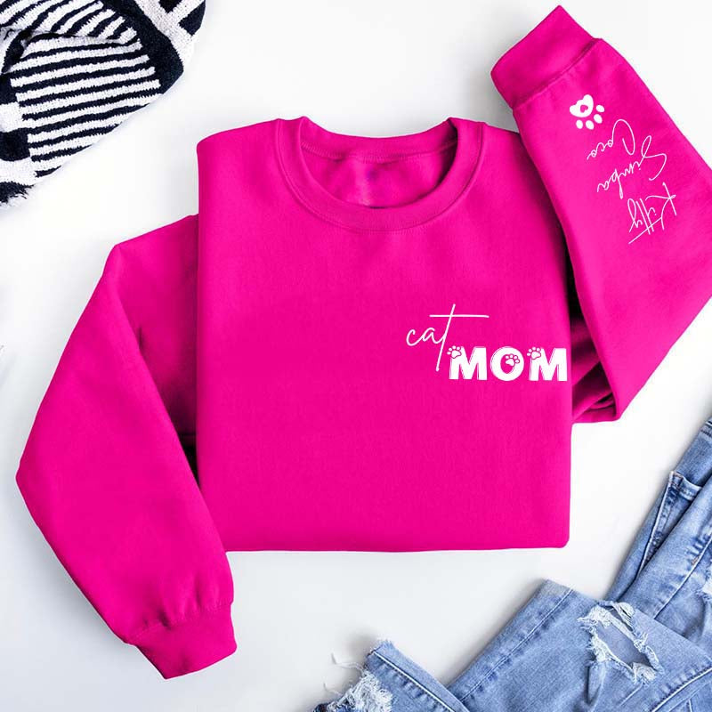 Custom Cat Mom Pet Name Sweatshirt