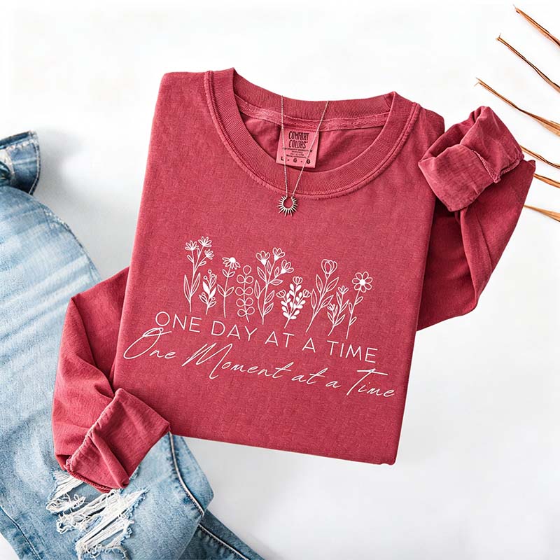 One Day At A Time Cozy Floral Sweatshirt