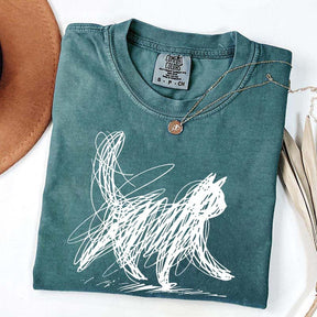 Abstract Cat Line T-Shirt