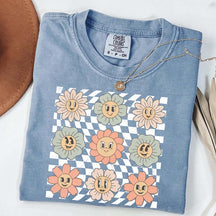 Retro Checkered Flower T-Shirt