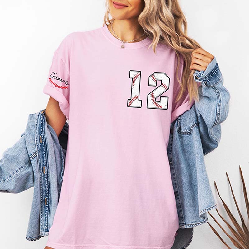 Custom Cute Baseball Number and Name T-Shirt