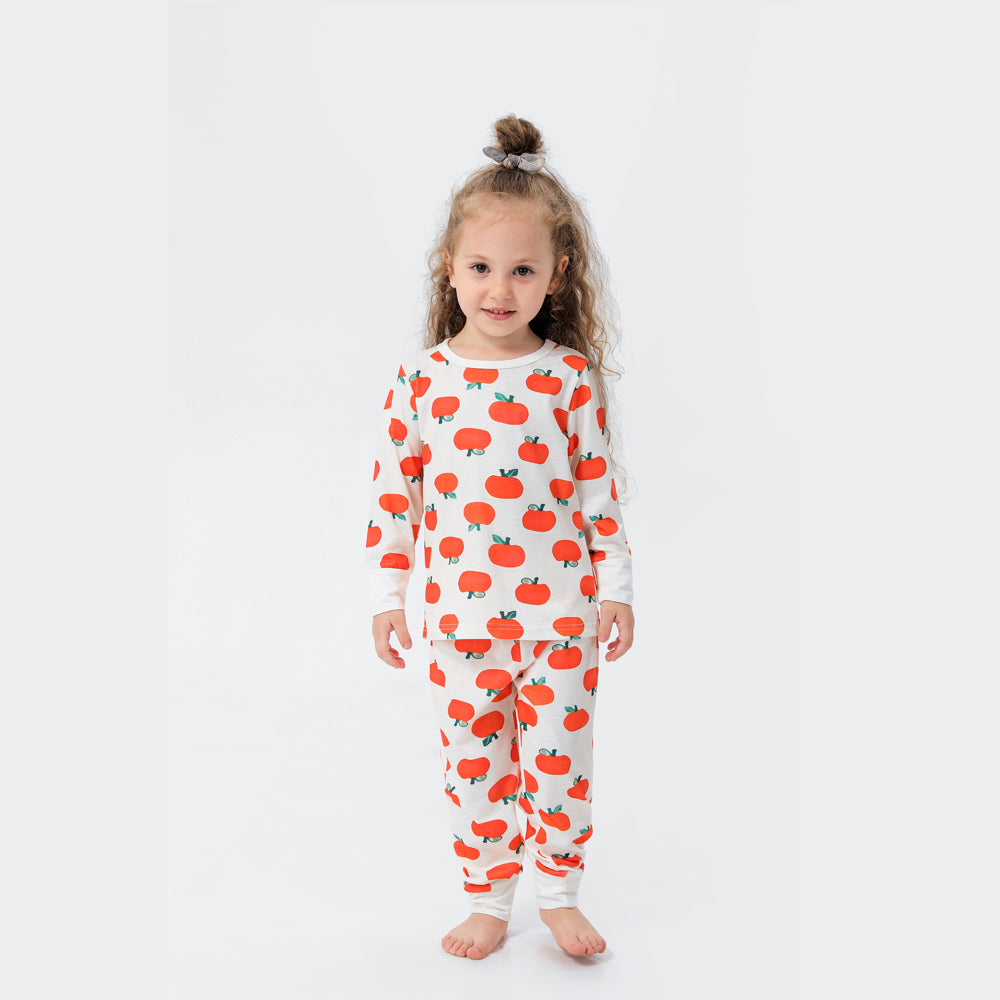 Family Matching Orange Pumpkin Christmas Pajamas Set