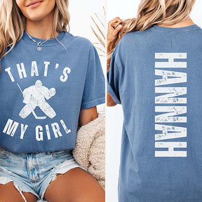 Custom That's My Girl Hockey Goalie Mom Comfort Colors T-Shirt