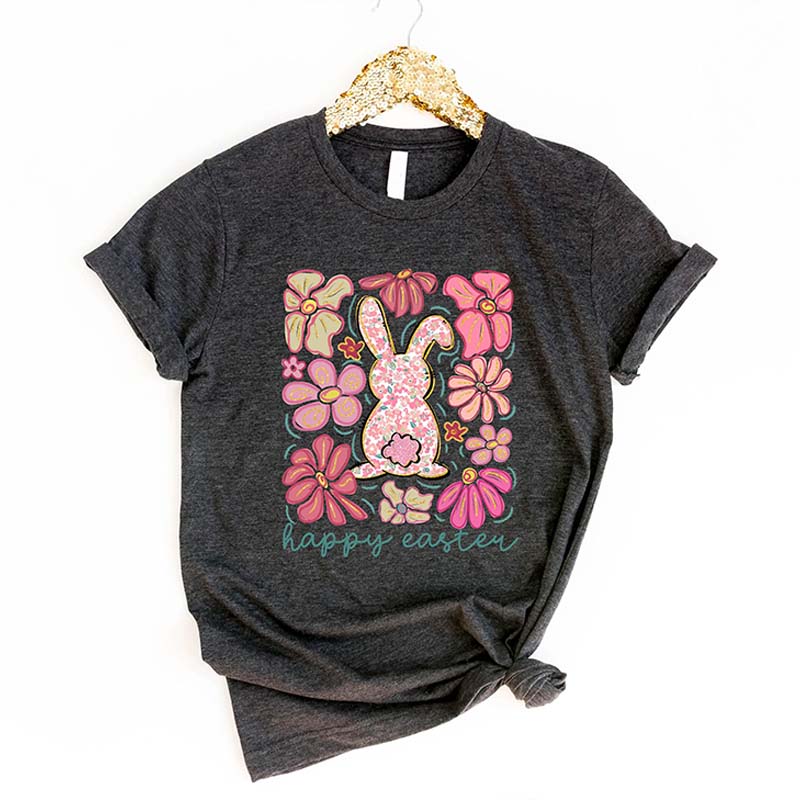 Happy Easter Bunny Floral T-Shirt