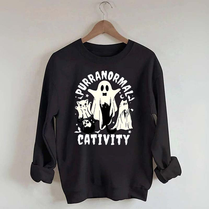 Purranormal Cativity Spooky Ghost Cat Sweatshirt