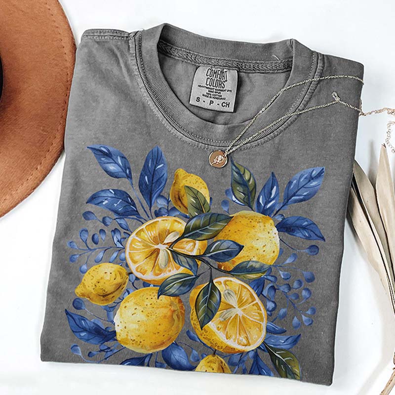 Blue Toile Citrus Botanical Lemon T-Shirt