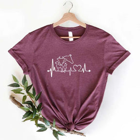 Heartbeat Animal  Horse Cow Dog Cat T-Shirt