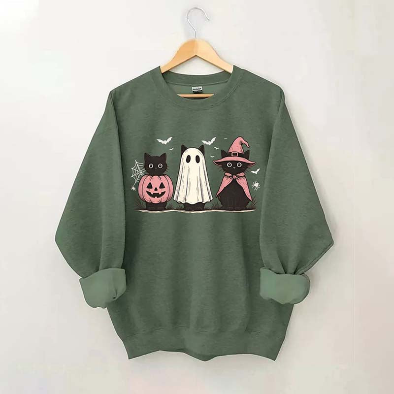 Boo Ghost Black Cat Sweatshirt