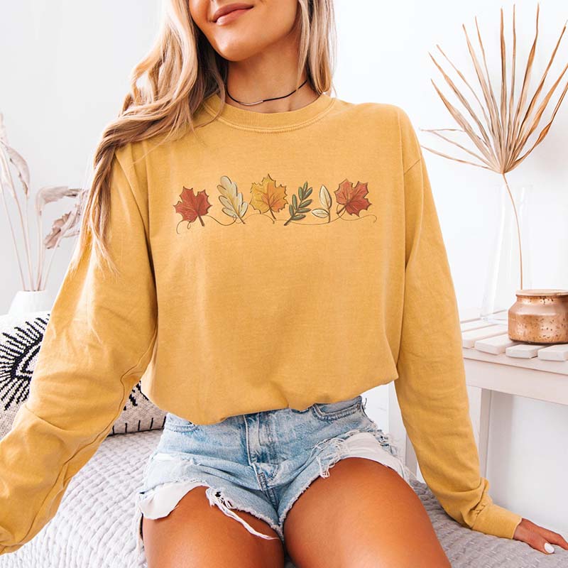 Long Sleeve Fall Autumn Leaves Sweatshirt