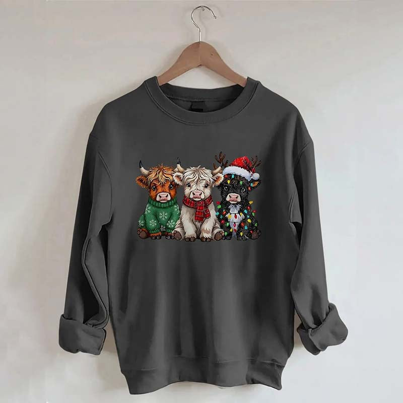Rustic Highland Cows Christmas Sweatshirt