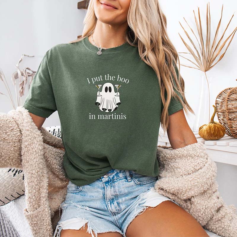 Funny Halloween I Put the Boo in Martinis T-Shirt
