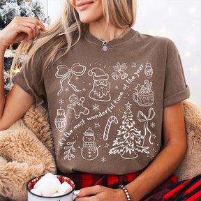 Christmas Bow Most Wonderful Time Holiday T-Shirt