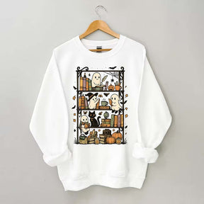 Retro Halloween Bookshelf Sweatshirt