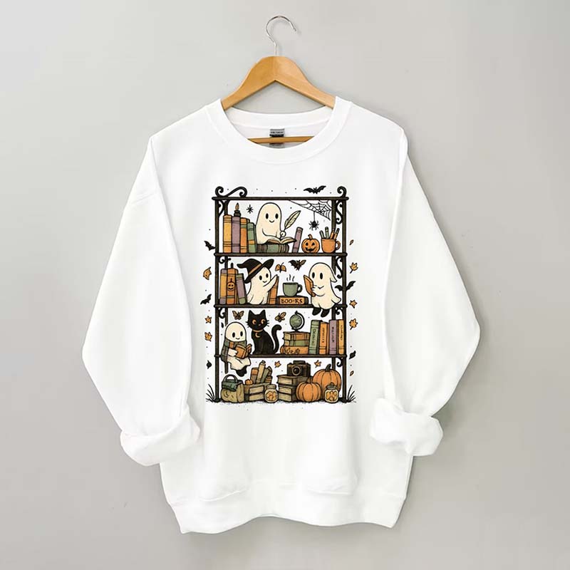 Retro Halloween Bookshelf Sweatshirt