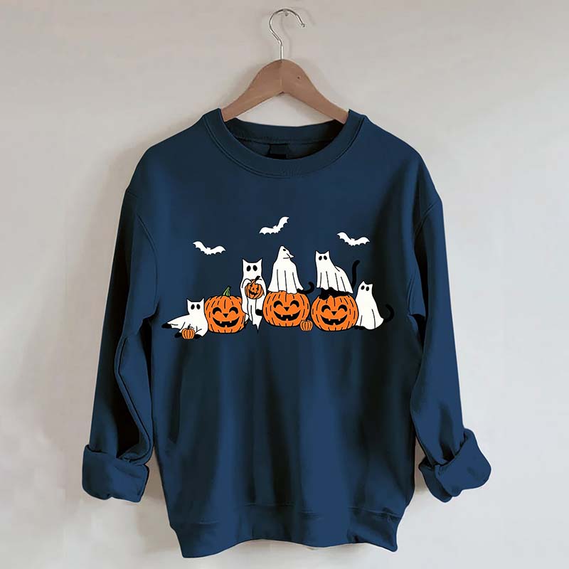 Fall Ghost Cats Halloween Sweatshirt