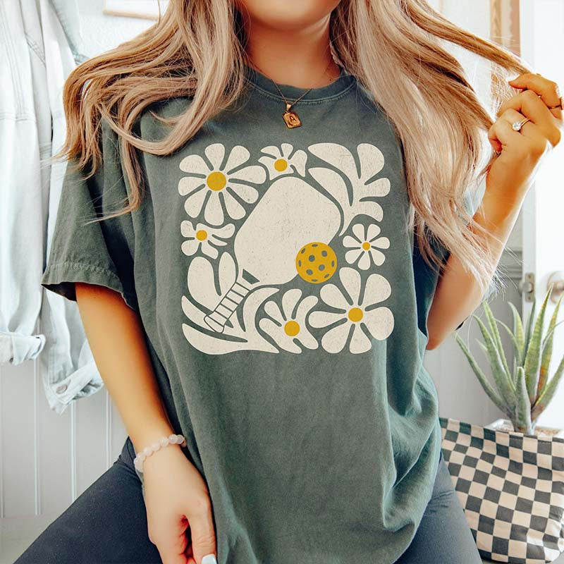 Comfort Colors Pickleball Floral Boho T-Shirt