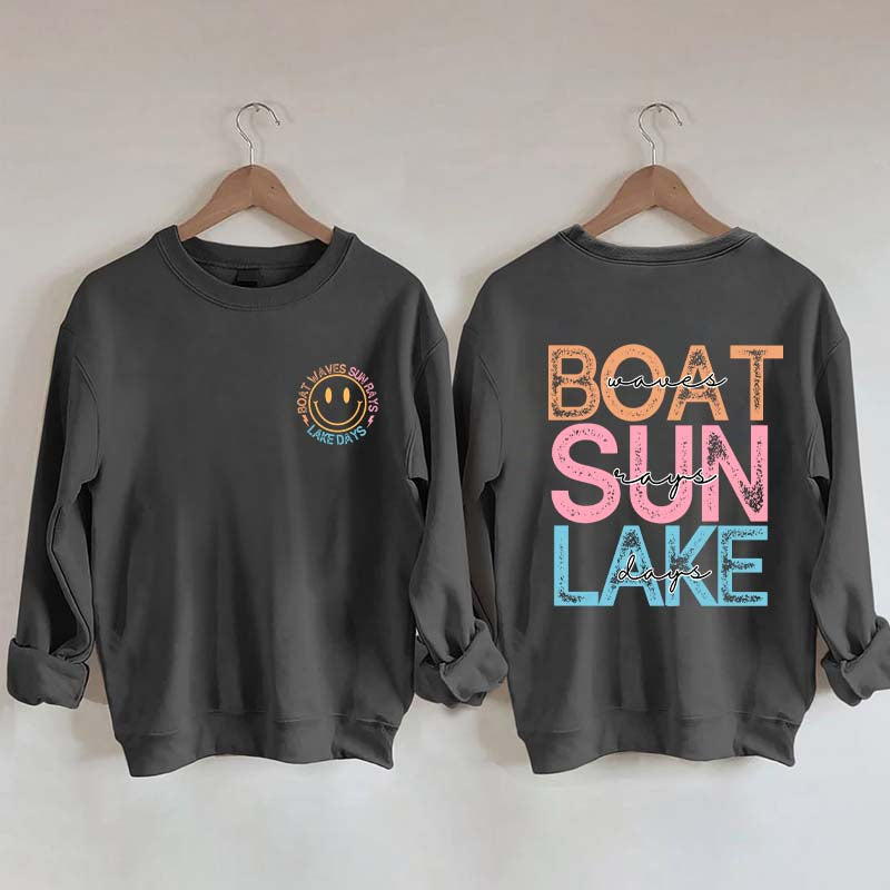 Boat Waves Sun Rays Lake Days Sweatshirt