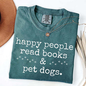 Happy People Read Books Pet Dogs T-Shirt