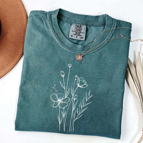 Minimalist Wildflower Plant Floral T-Shirt