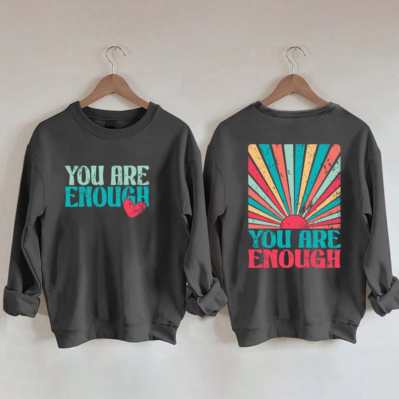 You Are Enough Vintage Retro Rainbow Sweatshirt
