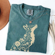 Retro Floral Fox Woodland Animal T-Shirt
