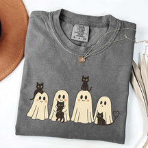 Halloween Black Cat & Ghost T-Shirt