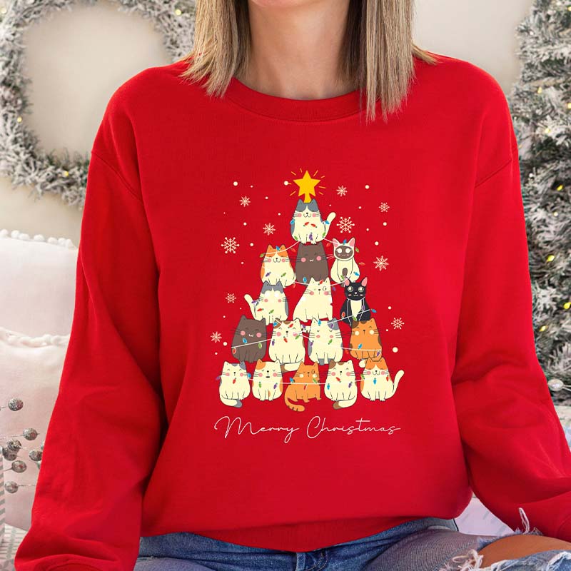 Meow Christmas Cat Tree Sweatshirt