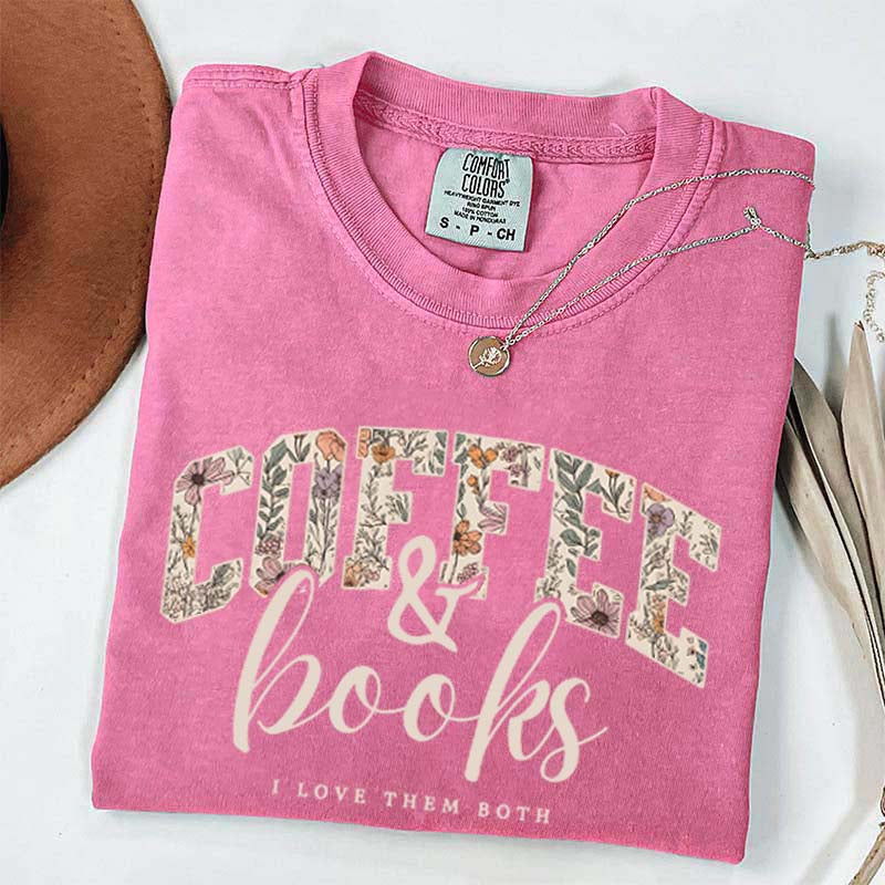 Coffee And Books Floral T-Shirt