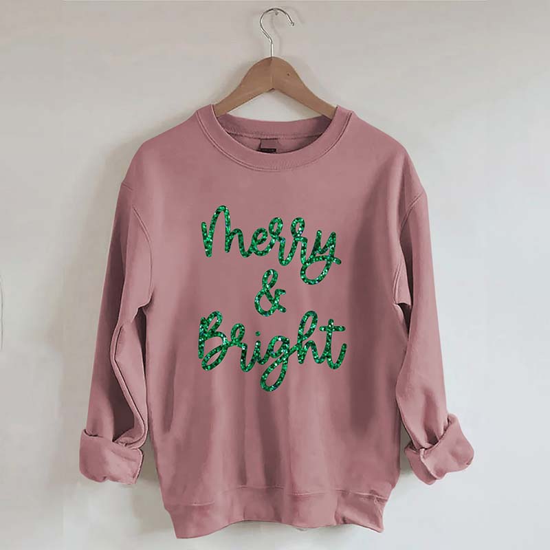 Sparkly Glitter Merry And Bright Sweatshirt