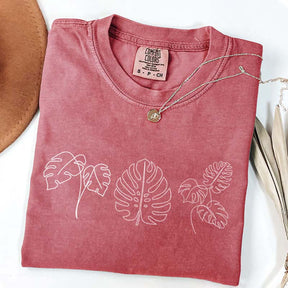 Line Art Flower Leaves T-Shirt