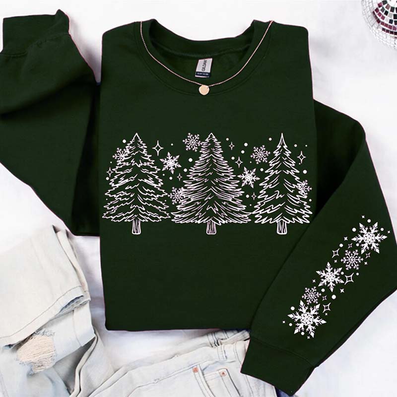 Snow Trees With Sleeve Sweatshirt