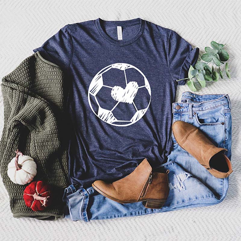 Cute Soccer Ball Heart Graphic T-Shirt