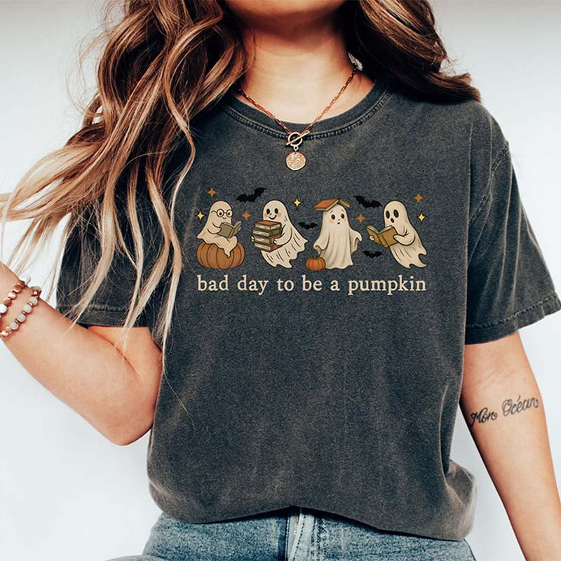 Pumpkin Cute Fall Spooky Season Reading T-Shirt