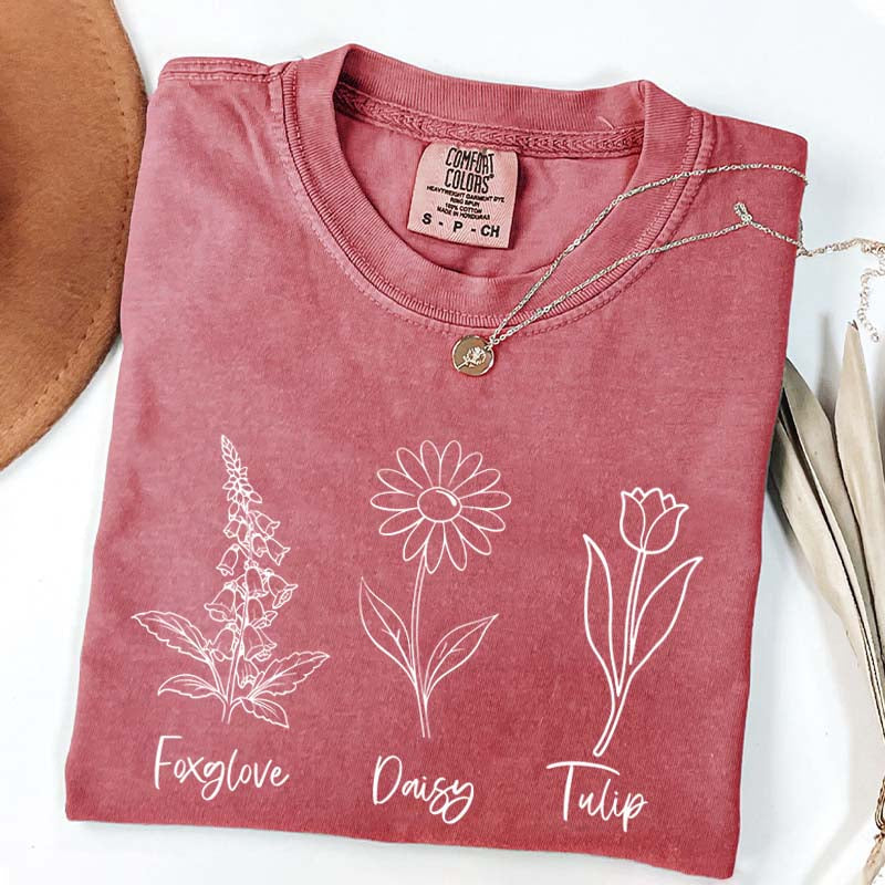 FDT Floral Foxglove Daisy Tulip T-Shirt