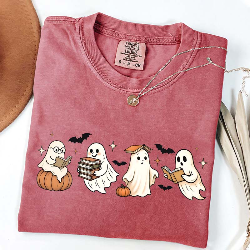 Trendy Halloween Ghosts Reading T-Shirt