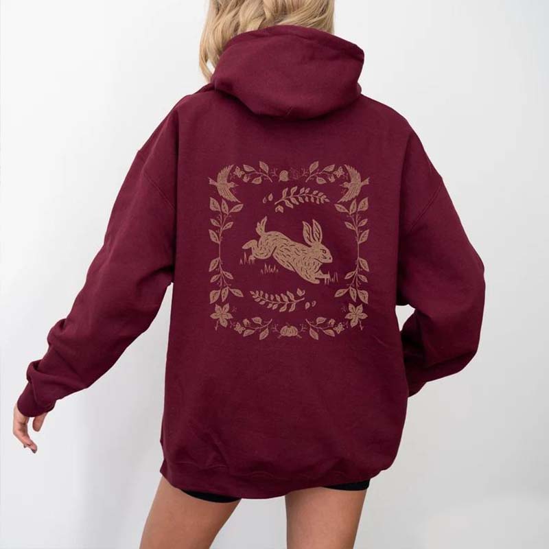 Cute Cottagecore Rabbit Floral Hoodie