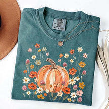 Autumn Floral Wildflower Pumpkin Season T-Shirt