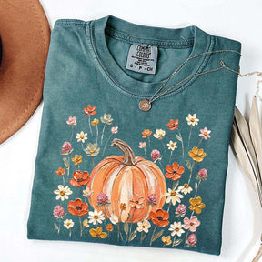 Autumn Floral Wildflower Pumpkin Season T-Shirt