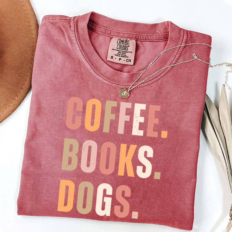 Coffee Books Dogs T-Shirt