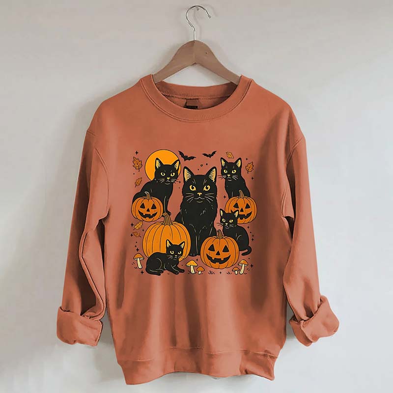 Halloween Cat And Pumpkin Sweatshirt