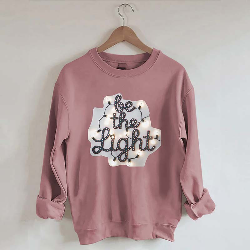 Be the Light Felt Embroidery Christmas Lights Sweatshirt